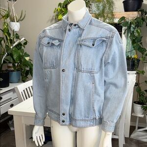 Vintage BLEU express 80/90s zip up denim acid wash, trucker chore jean jacket Lg